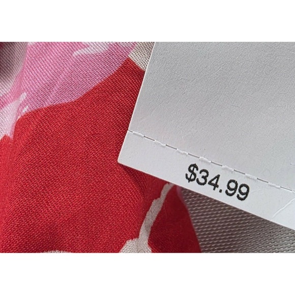 NWT Old Navy Floral‎ Puff Sleeve Wrap Top S Red Pink Cottagecore Peplum Babydoll - Picture 6 of 11